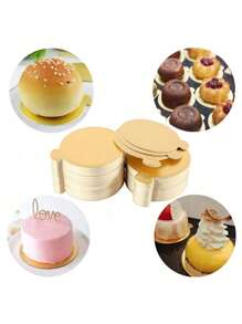 100 件迷你金色圆形硬纸慕斯蛋糕底座，纸杯蛋糕纸板蛋糕板，婚礼生日派对甜点展示托盘