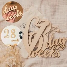 A Set Of 19pcs Baby Milestone Numbers Wooden Milestones Newborn Photography Prop Wooden Milestone Monthly Card Baby Shower Easter Gifts Things For Girls/Boys