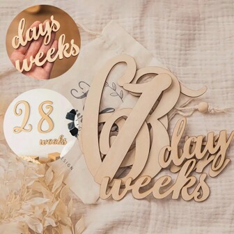 一套 19 件婴儿里程碑数字木制里程碑新生儿摄影道具木制里程碑月卡婴儿洗礼复活节礼物适合女孩/男孩的东西