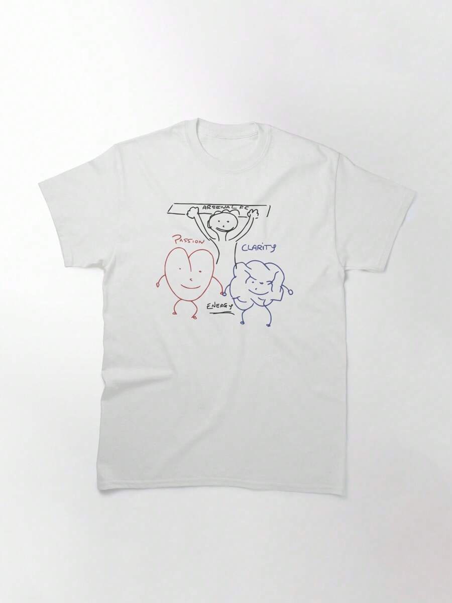 Arteta's Passion, Clarity And Energy Whiteboard Drawing Essential T-Shirt, Women's T-Shirt, 220g Pure Cotton, Casual Crew Neck, Perfect For Exploring The City Or Hanging With Friends. - 白色 - 查看 1