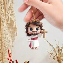 1 mặt dây chuyền trang trí hình Chúa Giê-su Phục Sinh, mặt dây chuyền móc khóa acrylic 2D đa chức năng, thiết kế Chúa Giê-su và Cừu, phụ kiện móc khóa, trang trí ngày lễ, thích hợp để trang trí xe hơi và túi xách, món quà lý tưởng cho kỷ niệm, lễ Phục Sinh, Ngày Valentine, Năm Mới, sinh nhật, lễ tốt nghiệp. - Mặt dây chuyền Chúa Giêsu-sợi vàng - Xem 7
