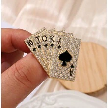 دبوس وشاح بطاقة بوكر فاخرة، دبوس بوكر مرصع بالكامل، دبوس قلب/رف/ماس/نادي، دبوس وشاح وحيد الجنس، دبوس أنيق، هدية عيد الميلاد إبداعية، دبوس حقيبة الظهر، مناسب لديكور حفلة عيد الميلاد