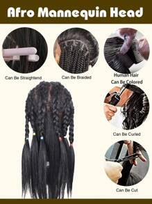 DUOZIMEI 带真人头发的模特头 14 英寸模特头 模特头 真人头发训练头 娃娃头 娃娃头 用于练习造型 配有免费夹具 - 彩色 - 查看 9