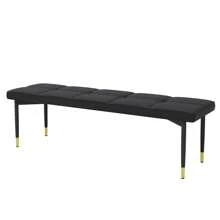 Banco de entrada negro, banco para zapatos con cojín, banco tapizado para interiores con base de metal, banco otomano con asiento acolchado para dormitorio, extremo de la cama, comedor, sala de estar, banco para zapatos para regalo de Navidad de Halloween, fácil de limpiar, diseño ergonómico, muebles, decoración del hogar, mejoras para el hogar, muebles minimalistas, renovación del hogar para año nuevo - Negro - Ver 8