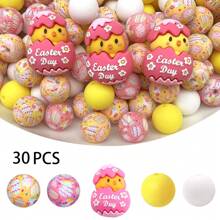 30pcs/52pcs Bunny Egg Shape Silicone Bead Set, Easter Jewelry DIY Gift, Suitable For Necklace, Bracelet, Home Decor - Ideal Handmade Gift