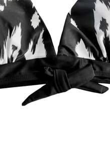 Women's Summer Swimsuit 2 Pcs Set, Big Dot Print V-Neck Bra + Middle Waist Shorts Beachwear