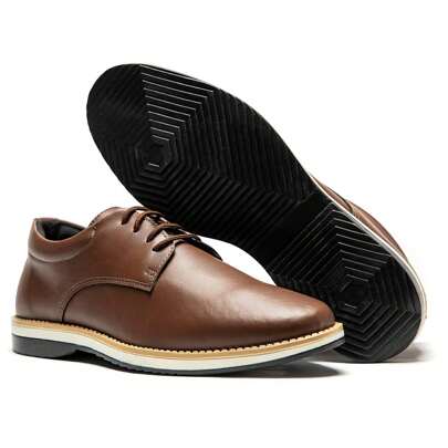 Sapato Marrom Social Casual Masculino Confortável Derby Estilo Oxfords Antiderrapante