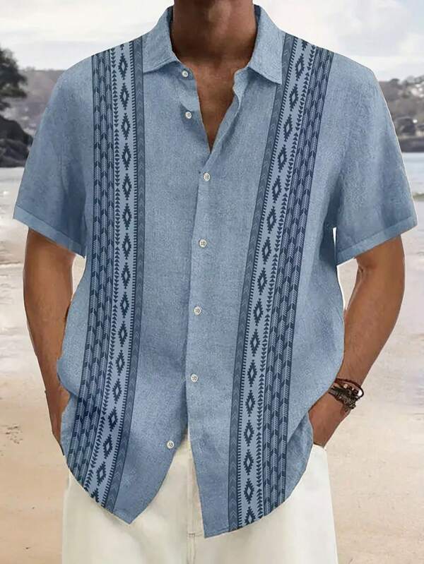 Plus Size Creatief Patroon Bedrukt Hawaiiaans Stijl Casual Shirt Voor Zomer Strandvakantie