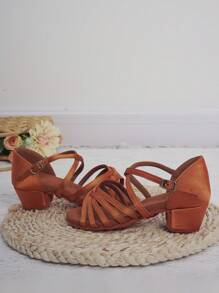 女童拉丁舞鞋，室内软底舞蹈鞋 - 棕色 - 查看 5