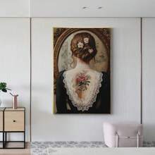 Tattoo Art On Canvas Victorian Women Art Prints Female Portrait Wall Art Classical Women Picture Lady Portrait Girl Back Wall Art Dark Academia Room Decor, Framed And Ready To Hang. (30x45cm)12x18inch Framed
