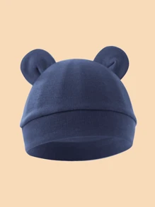 4pcs Newborn Infant Cotton Double-Ear Beanie Hat Set, Soft Knit, Simple, Breathable, Warm, Suitable For Newborn Baby Daily Wear To Head - Multicolor - View 5