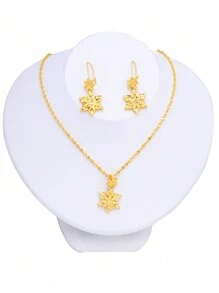 Conjunto de joyas bañado en oro de 22 quilates, pendientes y collar de novia con estilo árabe, decoración de fiesta de noche para mujer, joyería de lujo