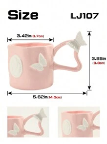 1 Peça Caneca Cerâmica 3D de Borboleta, Adequada para Água, Café, Leite, Xícaras de Chá, Presentes Personalizados, Presentes para Mulheres, Presentes para Mães, Presentes de Aniversário