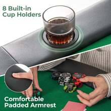 8 Players Poker Table Folding Cardboard Game Table With 8 Cup Holders-Green - Green - View 7