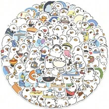 100 件可爱原创鸭子涂鸦贴纸套装，学校用品，返校 - 彩色 - 查看 2