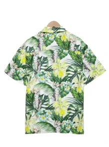 Men's Vacation Casual Printed Shirt, Breathable Short Sleeve Button-Down Shirt, Lightweight & Breezy Short Sleeve Top For Summer