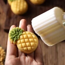 Set, Fruit Pineapple Shape Pastry Mold, Including 1 Mold And 2 Stamps,DIY Hand Press Moon Cake Stamps, Mung Bean Cake, Cookie,Mid Autumn Festival Moon Cake Mold, Cookie Tools, Moon Cake Maker, Baking Tools, Kitchen Gadgets, Kitchen - White - View 8