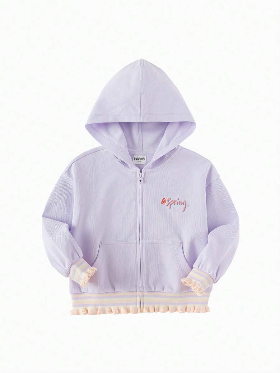 Balabala 女孩連帽刺繡夾克，Artsy春季外套