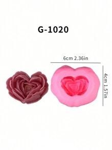 1pc Floral Handmade Soap Resin Plaster Wax Candle Silicone Mold, DIY Heart Flower Rose Aroma Candle Mold - Pink - View 11