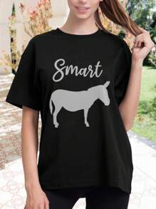 Smart Ass Chic Letter Print Women T-Women's Shirt - Comfy And Casual Short Sleeve Women's Tee For Everyday Wear And Stylish Layering