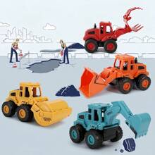 Construction Toy Vehicles Suitable For 3+ Year Old Boys & Girls, Friction Powered Engineering Truck Toys, Includes Truck, Excavator, Bulldozer, Roller,Truck,Toy Trucks,Excavator,Back To School - Multicolor - View 12