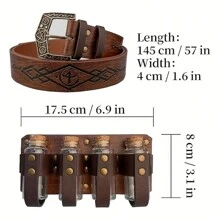 5 pièces/set Vintage en PU médiéval, rétro, faux jeu de sangles, incluant 4 bouteilles en liège et un porte-monnaie. Parfait pour les festivals de la Renaissance, les soirées déguisées