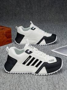 Large Size Four Season Spring/Summer Casual Sports Shoes, Wear-Resistant And Fashionable, High Cut, Thick Sole, High Height, Black And White Men's Shoes