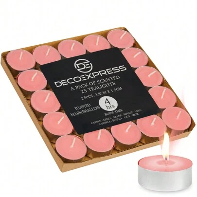 Deco Express Tealight Candles Multipack 25 Burning Time 4 Hours Tea Lights