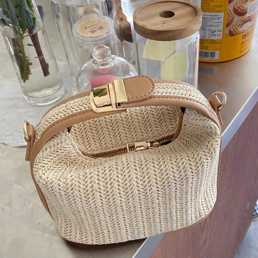 Straw Crossbody Bag - Màu be - Xem 1