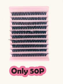 200pcs Deluxe False Eyelash Extension Kit - 10/30/40/50D Natural Individual Wispy Cat Eye Lashes & Doll Cluster Eyelashes, C/D Curl Mixed, 12-16mm Length, Extremely Thick & Voluminous Lash Set