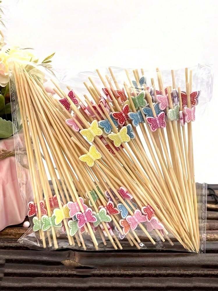 100pz. Stuzzicadenti per Cocktail Stuzzicadenti per Antipasti Spiedini di Antipasto in Legno per Bevande, Dessert, Frutta, Panini, Decorazioni con Palle da Discoteca per Forniture (Oro
