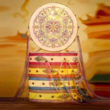 Chinese Lantern Cloth Material Hand-Held Light-Up Ancient Style Baoxiang Flower Drum Lantern - Orange - View 4