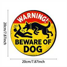 1pc Vintage Metal Beware Of Dog Sign, 8 Inch Round Metal Wall Plaque, 2D Metal Decor, Suitable For Indoor Outdoor, Farm, Restaurant, Garden, Bar, Cafe, Gym Decoration Home Decor Christmas Decorations Room Decor Christmas - Multicolor - View 2
