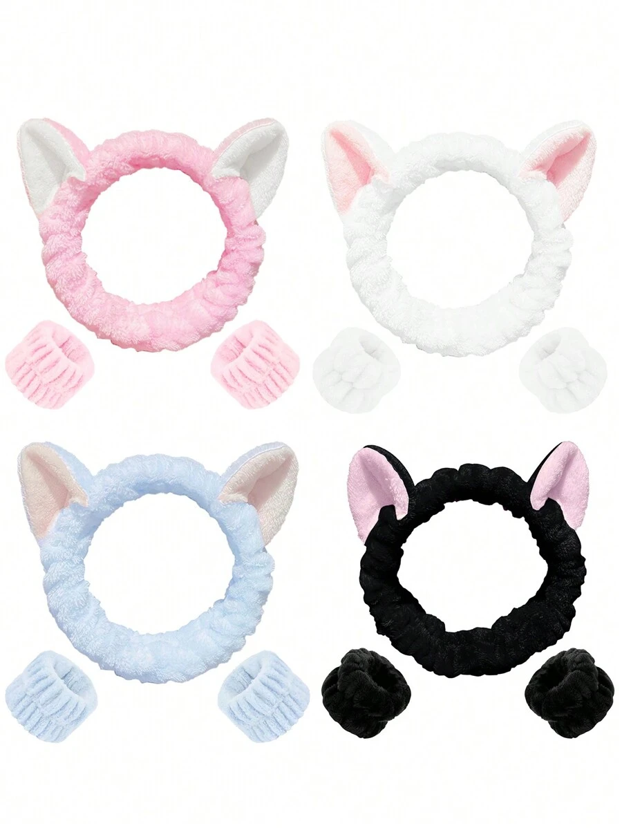 1 个洗脸头带/2 个洗脸腕带/3 套水疗头带、化妆头带、洗脸头带、护肤头带、蝴蝶结、泡泡、水疗头带、腕带、女士和女孩发饰套装、护肤头带、美容、护肤产品、水疗、自我护理、护肤工具、面部护理、美容师用品、皮肤、洗脸、面部 - 彩色 - 查看 1