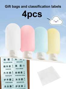 1 Piece/3 Pieces/4 Pieces Travel Separate Bottles, Extrusion Design, Portable, Leak Proof, Refillable Cosmetics Container, (With Free Label Card) Reusable, Used For Separate Packaging Of Toiletries, Shampoo, Shower Gel And Lotion, Travel Necessities, School Supplies, Holiday Camping Necessities, Holiday Accessories Mini, Used For Holiday Beach, Bathroom Collection, Bedroom Collection, Large Capacity, Business Trip, Tourism