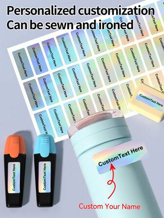 30/60/120/180/240pcs Customizable Waterproof Laser Stickers, Customizable Holographic Name Labels - Customizable Text Labels, Waterproof, Personalized PET Material, Suitable For Organizing Documents, Numbering, School & Office Supplies, Water Bottles, Lunch Boxes, Daycare, Kindergarten & School Supplies Waterproof Sticker Labels, Customized Waterproof
