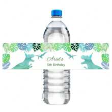 30 etiquetas personalizadas para botellas de agua de cumpleaños con diseño de dinosaurios, pegatinas temáticas de dinosaurios y animales personalizadas para decoraciones de fiesta de baby shower - Multicolor - Ver 8