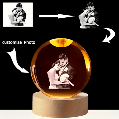 Luz Noturna LED com Bola de Cristal Personalizável - Decoração com Foto Personalizada para Quarto e Escritório, Presente Ideal para Casamento, Pais e Animais de Estimação | Decoração Moderna de Vidro para Casa, Alimentada por USB, Perfeita para Natal, Halloween, Ação de Graças, Dia dos Namorados e Outros Feriados Colorido, Kawaii, Minimalista e Chique, Bonito e Personalizado, Personalizado, Presente Ideal Único para Ele, Presente Ideal para Ela, Namorado, Namorada, Família, Amigos para Aniversários, Aniversários, Casamentos, Luz Noturna Personalizada, Fácil e Confortável