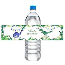 30 etiquetas personalizadas para botellas de agua de cumpleaños con diseño de dinosaurios, pegatinas temáticas de dinosaurios y animales personalizadas para decoraciones de fiesta de baby shower - Multicolor - Ver 7