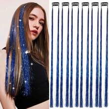 6 Stücke Haar Tinsel Clip, Tinsel Haarverlängerungen, Fairy Haar Tinsel, glitzernde Haar Strähnen 20 Zoll Haar Tinsel, hitzebeständig