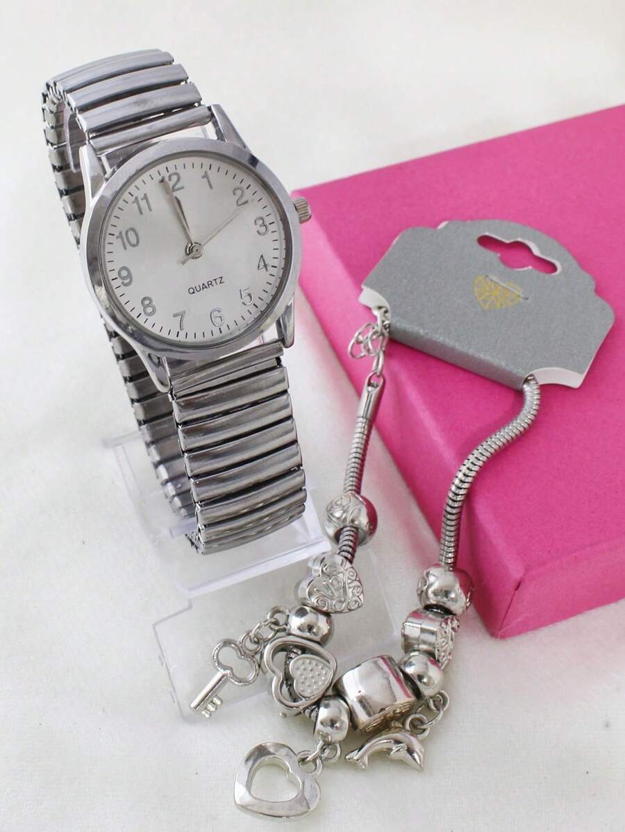 Women's Fashion Watch With Elastic Strap - Bạc - Xem 1