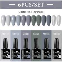 6pcs Gel Nail Polish Set Summer Colorful Semi Permanent UV LED Gel Polish Set Pink Glitter Soak Off Nail Art Varnish Design Manicure Kits DIY Salon At Home Gifts For Women