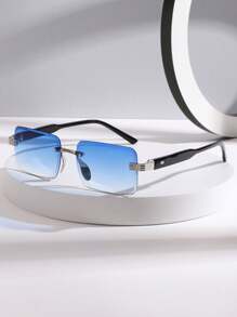 1pc Unisex Metal Frameless Edge Fashion Glasses, High Quality, Suitable For Daily Life, Travel, Driving, Fishing, Gatherings, Beach Parties, Street Style