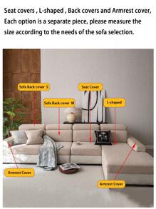 1 件四季毛绒提花防滑沙发座垫套，简约现代防水柔软亲肤防宠物弹性沙发套，适用于 L 型组合沙发和 1/2/3/4 座沙发 - 卡其色 - 查看 12