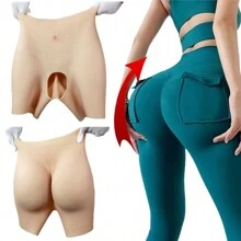 畅销硅胶开裆短裤，塑身硅胶内裤，凸显身材曲线，男女通用 - 米色 - 查看 4