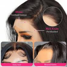 13x4 波浪人发假发 180% 密度透明蕾丝前部假发 100% 雷米人发 女士自然黑色 更浓密更厚实 预拔人发假发 - 黑色 - 查看 5