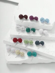 1 Pair 925 Sterling Silver Crystal Ball Stud Earrings, Birthstone Earrings, Low Allergy Gemstone Earrings, Suitable For Daily Wear - Birthstones - View 5