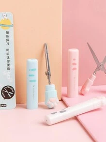 1pc Mini Cat Paw Fold Scissors Portable Size Stainless Steel Blade Cutter Opener For Handwork Packing School Student Gift