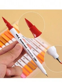 12/24/36/48/80/120 Pcs Dual Tip Marker Pen Set, Ceramic Painting Supplies, Fine Line And Brush Tip, Soft Nibs, Suitable For School, Ceramic Painting, Drawing, Writing, Journaling, Random Assortment, Holiday Gifts, Art Supplies,Back To School