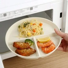 1/2/4pcs Divided Portion Control Plates, Compartment Plates For Portion Control, 3 Compartment Plastic Dinner Plates, Microwave & Dishwasher Friendly, Suitable For Weight Management, Happy
